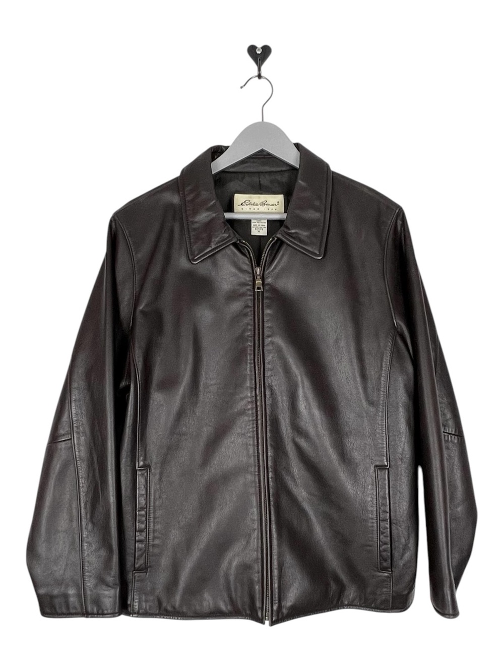 Vintage Eddie  Bauer Brown Leather‎ Jacket - Excellent Condition Petite XL